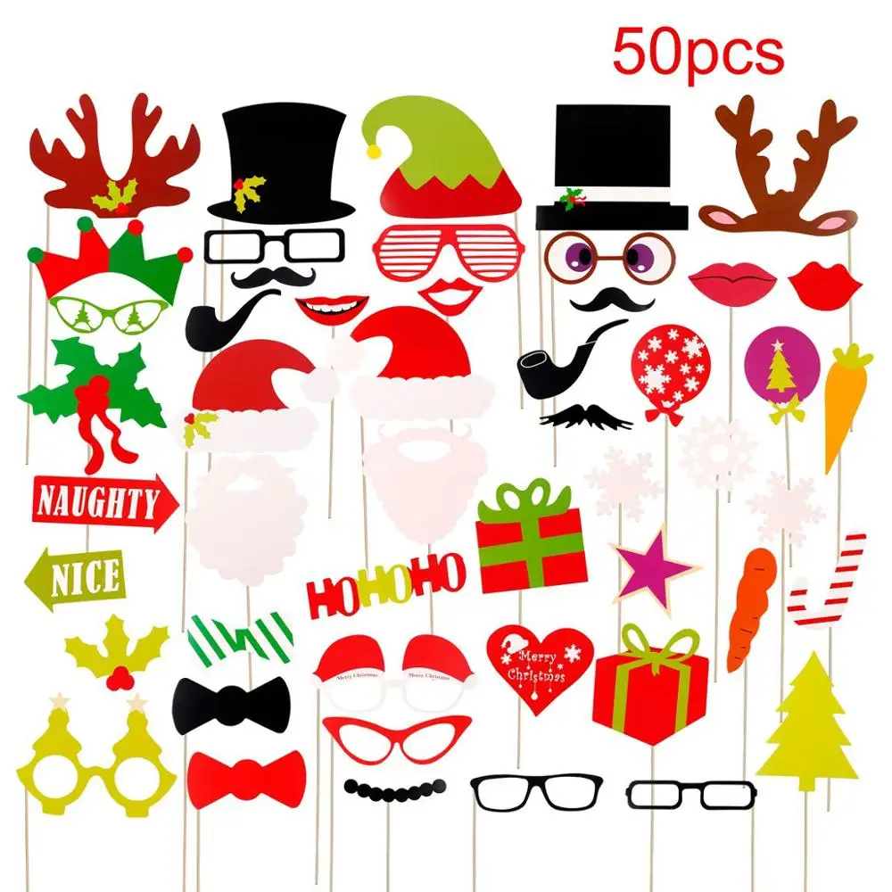 QIFU Merry Christmas Navidad Photo Booth Реквизит для рождественского декора Рождественский Декор Санта Клаус подарки фотобудка счастливый год - Цвет: Style D