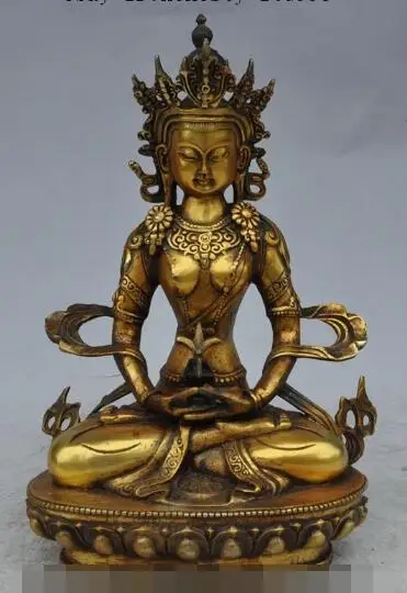 

S01568 tibet buddhism fane bronze gilt Amitayus Bodhisattva god buddha Sit Lotus statue (B0328)