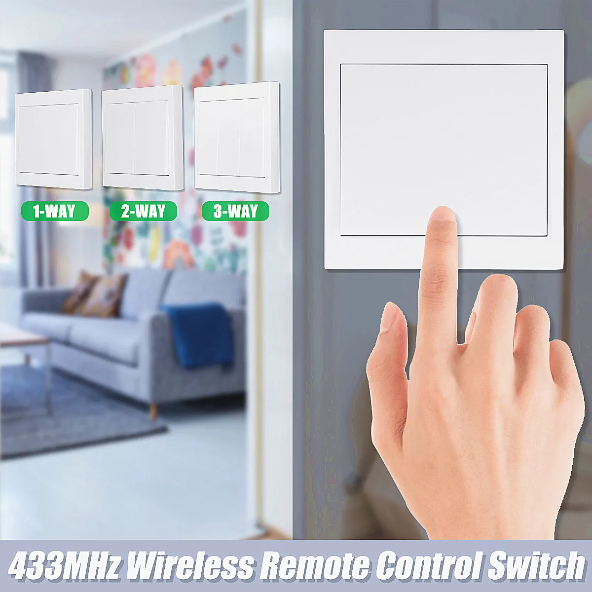 

86 Wall Panel Wireless Remote Transmitter 1 2 3 Channel Sticky RF Smart For Home Living Room Bedroom 433MHz