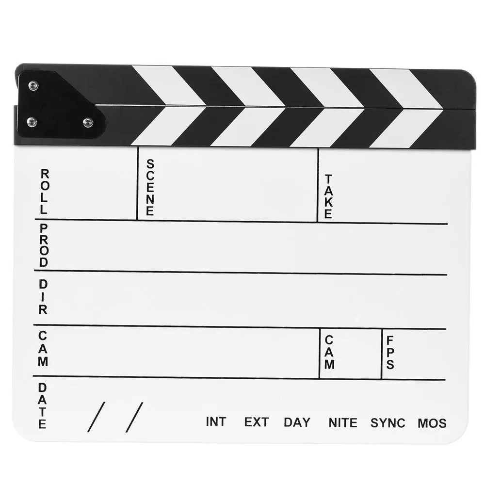 

Acrylic Video Since Colorful Clapperboard Dry Erase Director TV Movie Film Role Play Slate Cut Prop Clapper Board