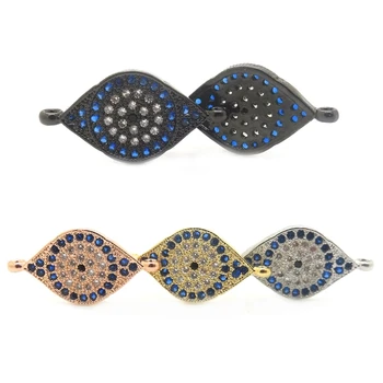 

New 18k Gold Blue Evil Eye Beads,Micro Pave Blue CZ Evil Eye Connector Charms Pendant For Faith Bracelet Necklace Jewelry DIY