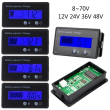 8-70 в синий ЖК-дисплей свинцово-кислотная литиевая батарея Емкость Вольтметр с индикатором 2в1