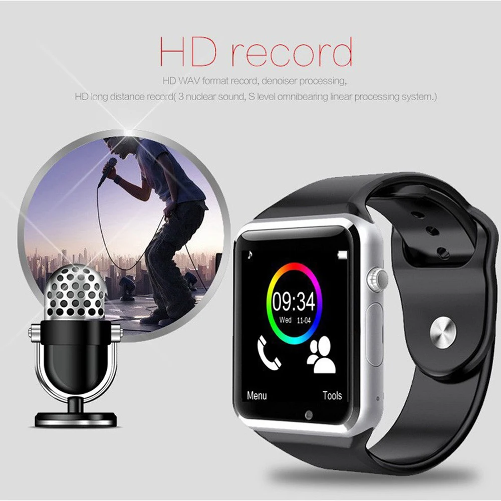 A1 Bluetooth Smart Watch Wireless Speaker WristWatch Sport Pedometer With SIM TF Card Slot Camera For Android IOS Russia T15 Mp3