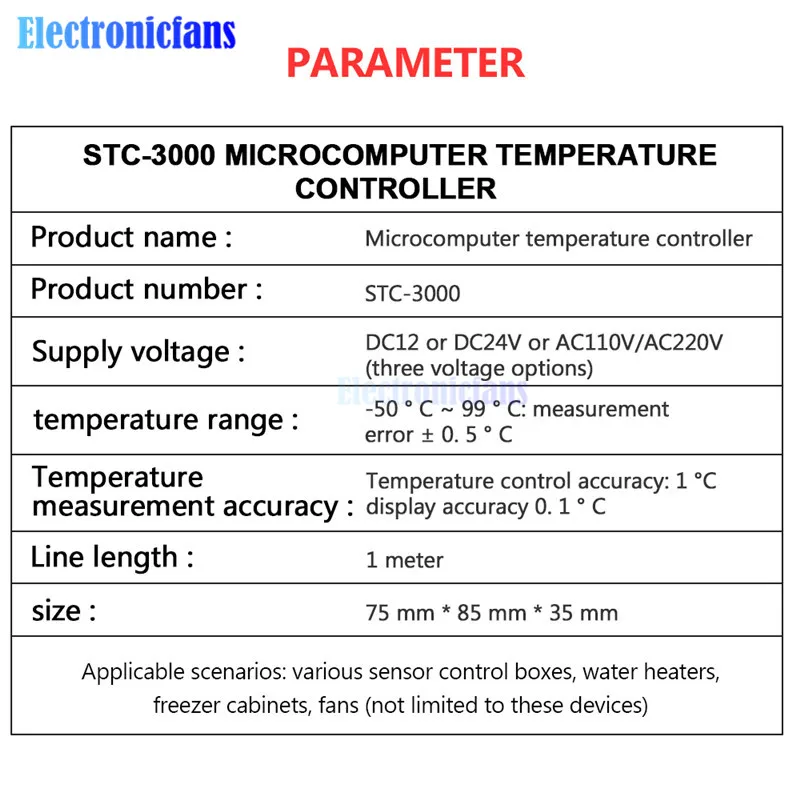 STC-3000 AC 110 V-220 V AC/DC 12V 24V светодиодный цифровой Температура Управление; термостат Управление w/нагревательные охладительные Сенсор измеритель влажности