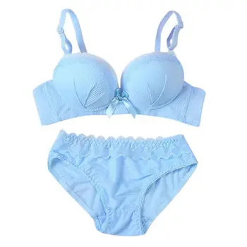 

Women Sexy Push UP Underwire With Bow Lace Solid Cute Bra Set Gather Adjustable Sets Women Underwear B Cup