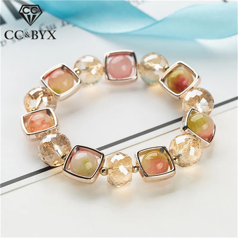 

CC Crystal Charms Bracelets For Women Elastic Force Hand Strung Jewelry Bracelet Adjustable Accessories Bijoux Femme B037f