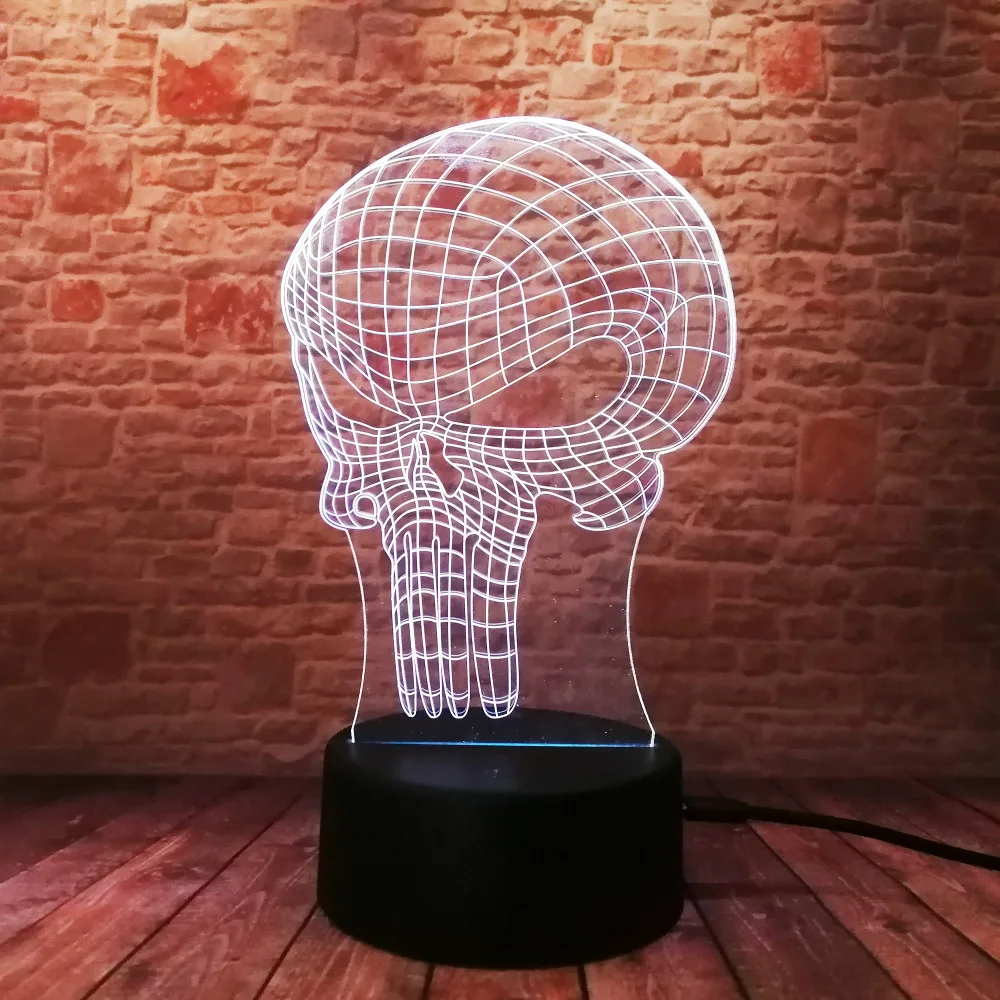 Новинка уникальный Каратель герой фигурка в виде черепа 3D светодиодный