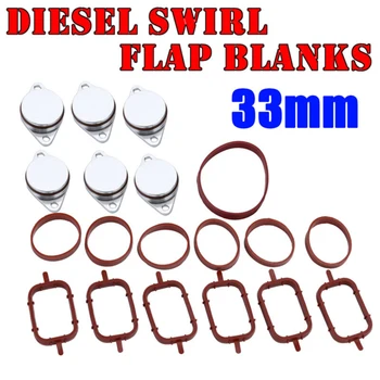

6 x 33mm Diesel Swirl Flap Blanking Plates Seal With Intake Manifold Gasket 6 Cylinder Aluminum Repair Kit Intake Gasket For BMW
