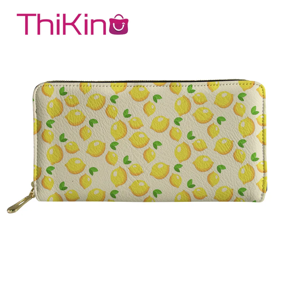 

Thikin Cute Fresh Lemon Long Wallets Cool Summer Zipper Phone Bag for Kawaii Girls Clutch Purse Carteira Handbags Notecase 2019
