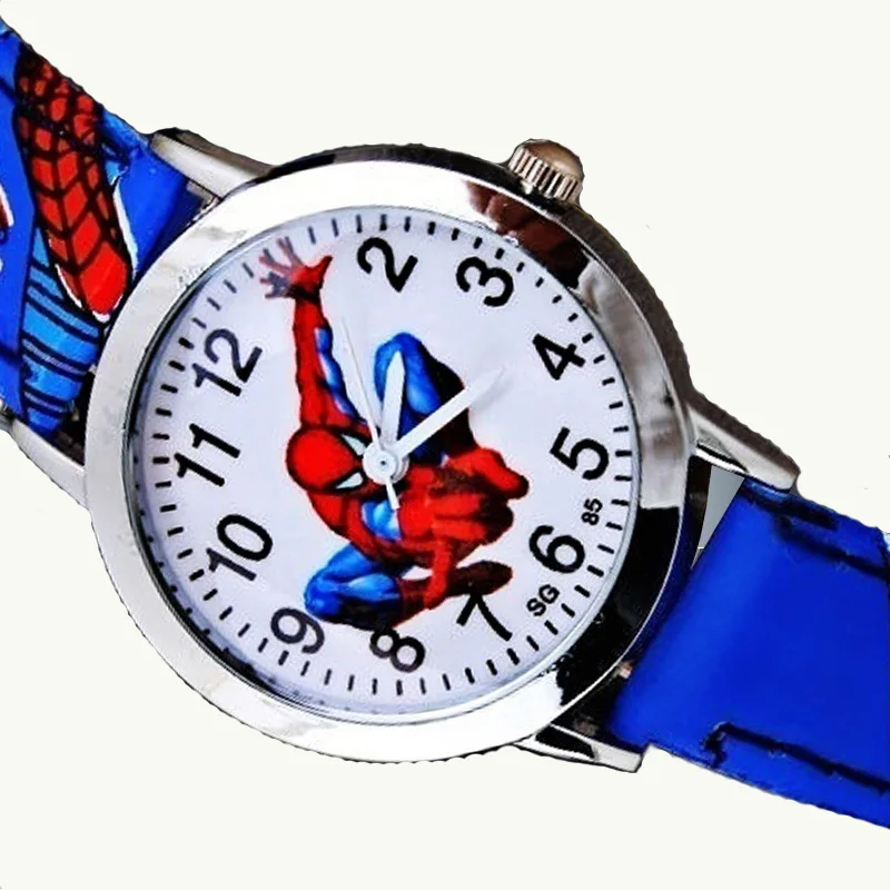 Детские часы с изображением Человека-паука; красивые кварцевые повседневные часы с мультяшным указателем для мальчиков начальной школы