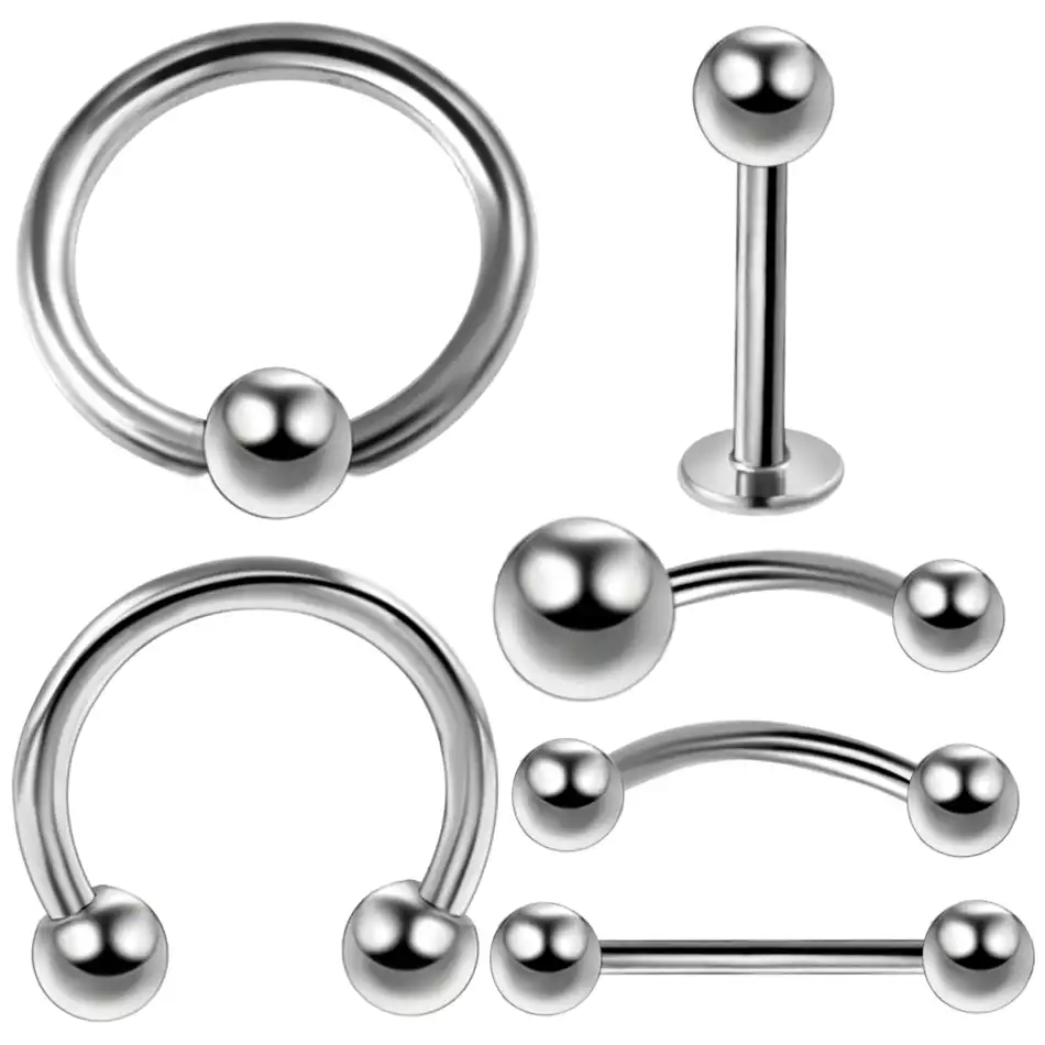 6 шт/лот стальной серебряный нос для бровей Подкова пупка колокольчики штанга для языка CBR пирсинг для хрящевой части уха Tragus унисекс ювелир...