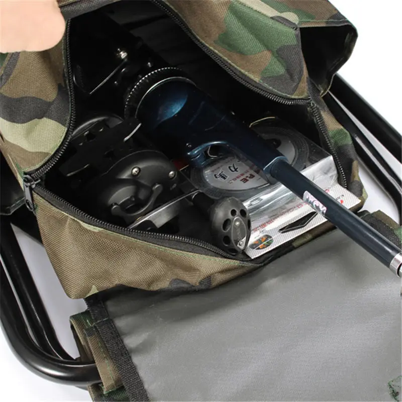 Bolsa de Camuflagem Cadeira de Pesca Acampamento ao ar Cadeiras de Pesca Portátil Estilo Oxford Pano Tubo Aço Mochila Livre Caminhadas 8 Cadeiras de pesca