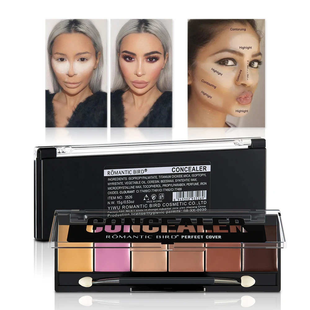 

Missyoung 6 color face professional concealer camouflage cream contour palette LULAA repair capacity makeup lady gift