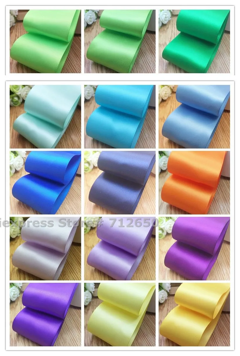 

2'' width (50mm) solid satin Ribbon Double face tape DIY hairbow hat bag shoe Bowknot accessory Bakery gift package 10 yards