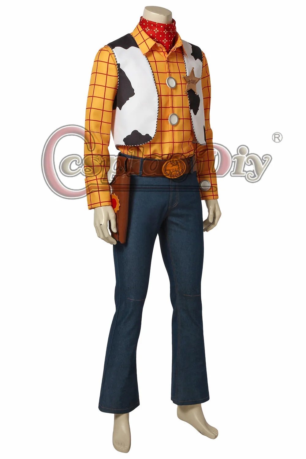Косплей diy Toy Story 4 ковбойский наряд для Шериф Вуди костюм Stetson шляпа пояс для взрослых мужчин Косплей Хэллоуин наряды индивидуальный заказ