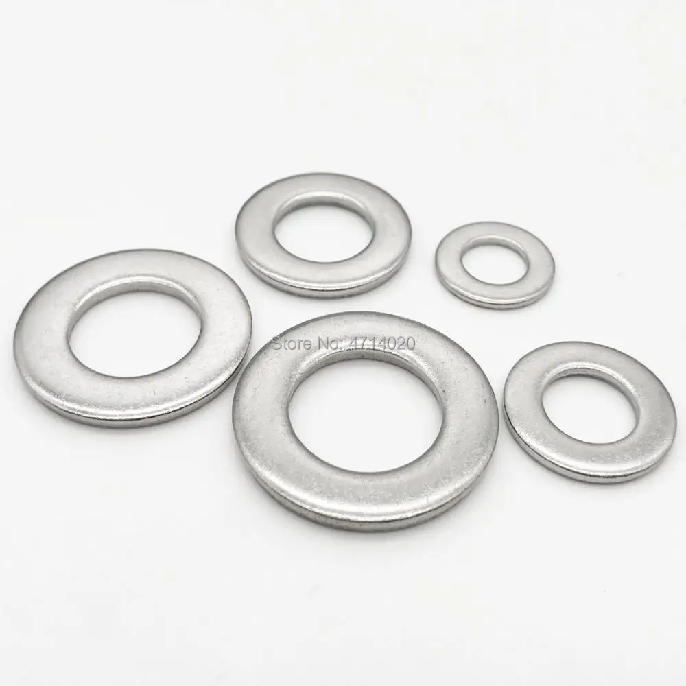 1/50/100pcs GB97 A2 304 Stainless Steel Flat Washer Plain Gasket for M1.6 M2 M2.5 M3 M4 M5 M6 M8 M10 M12 M16 M20 M24 Screw Bolt