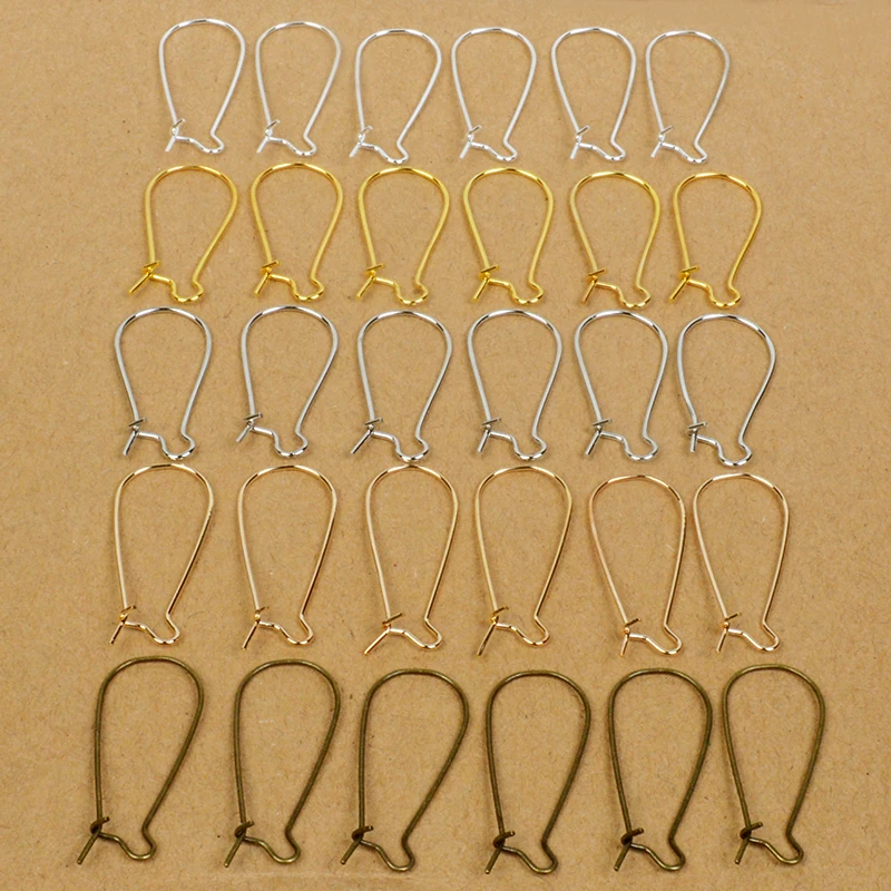 

100Pcs 16X38mm/11x24 Gold/Silver/Bronze/Rhodium/Kc Gold Earring Hooks Kidney Earring Wire For Jewelry Making Craft DIY
