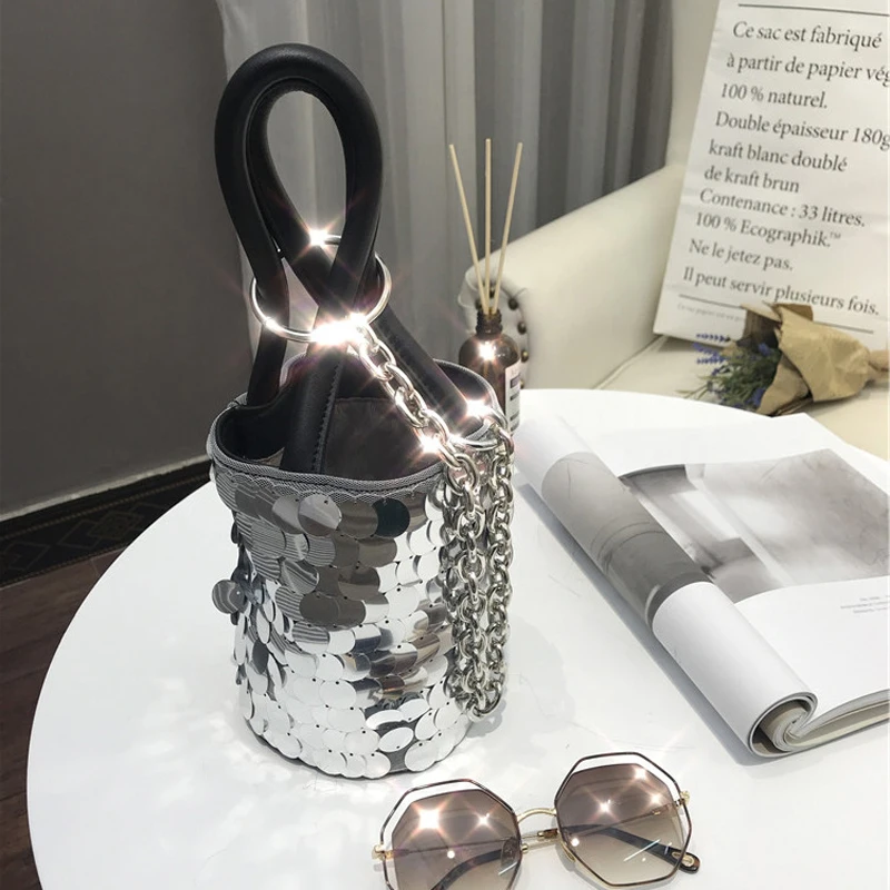 

King Sequin bucket bag bao bao bag confectionery bag Chain Dinner Bag