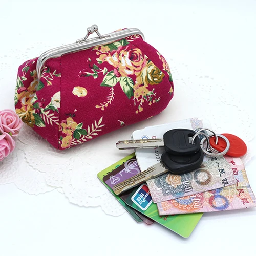 Женский холщовый кошелек с цветочным принтом, кошелек для монет, клатч, сумка, женские кошельки и кошельки, маленькие Дамские кошельки, кошельки для ключей