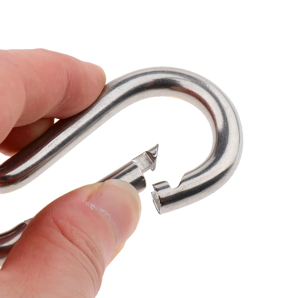 Heavy Duty 304 Stainless Steel Spring Snap Hook Carabiner Keychain Clips Climbing Tools Outdoor Accessories