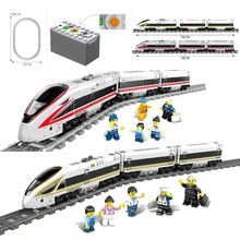 KAZI 98228 98229 GBL Электрический поезд на батарейках высокоскоростная железная дорога DIY строительные блоки кирпичи Подарочные игрушки для детей