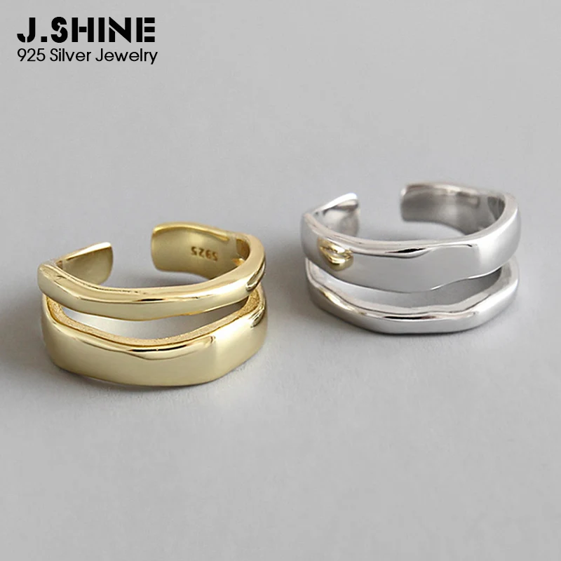 

JShine Double Layer 925 Sterling Silver Ring Female Irregular Opening Finger Ring Silver 925 Jewelry Ring Ladies Fine Jewelry