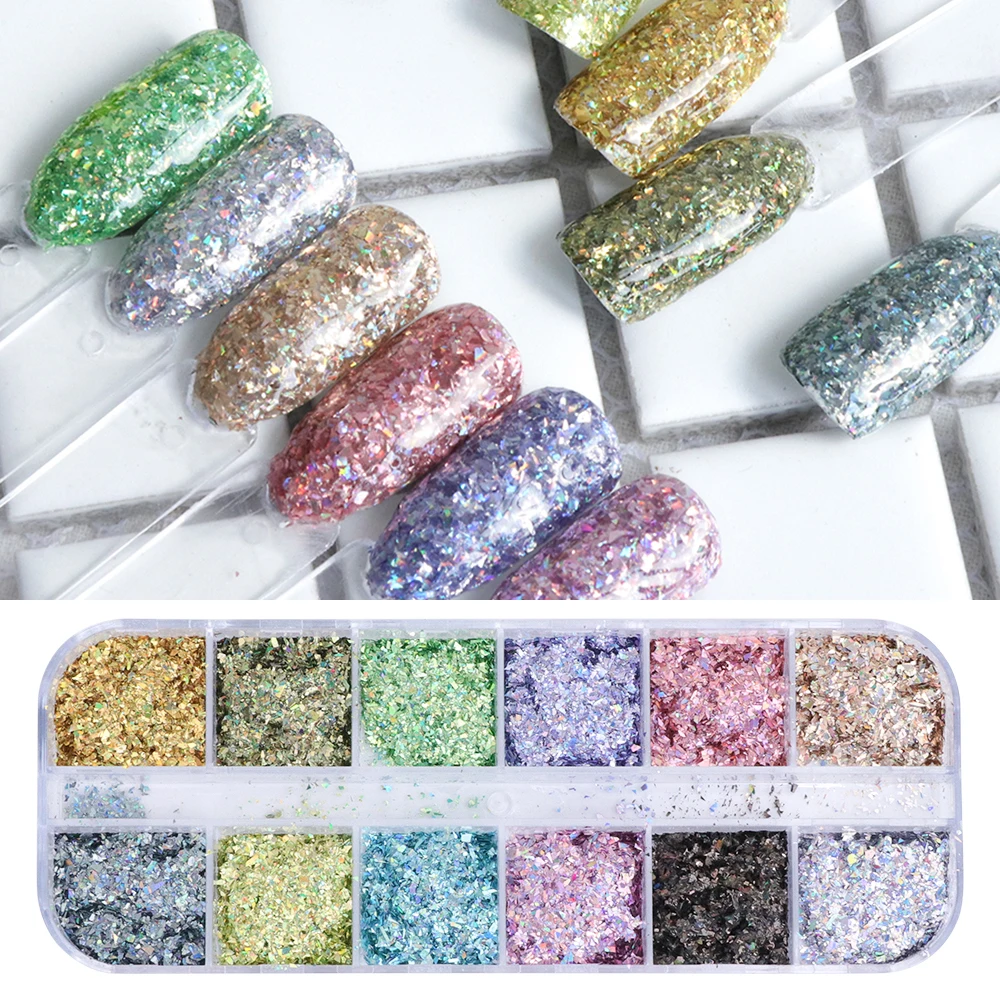 

1 Set Broken Glass Irregular Glitter Nail Paillette Hologrphic Mix Color Design Shiny Flakes Sequins Nail Art Decoration LAALS