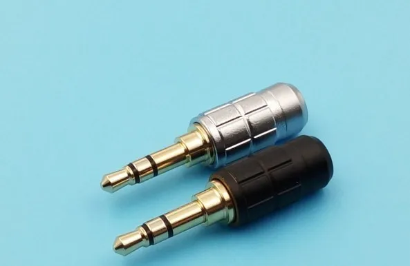 DIP 3 5mm gold plated headphone plug Alloy Die Casting 3 pole 6mm tail mouth 2pcs