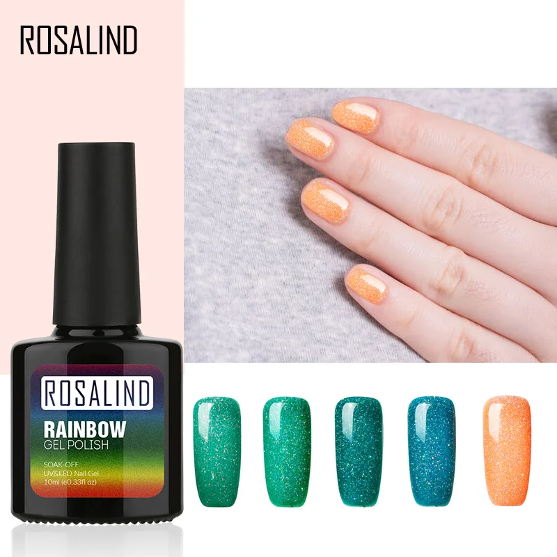 

ROSALIND Gel 1S 10ML Black Bottle Rainbow Shimmer 29 Colors UV Gel Nail Polish Soak Off UV LED Long-Lasting Gel Lacquer