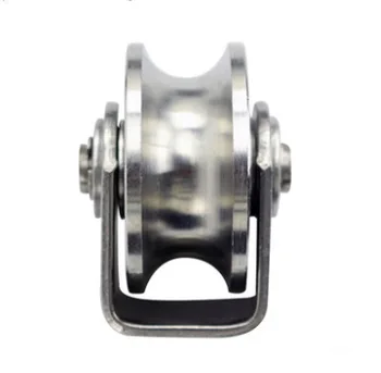

2Pieces/Lot Wheel D:48mm(2inch)Stainless Steel U Groove Track Pulley Wheel Bearing Rail Caster Lifting