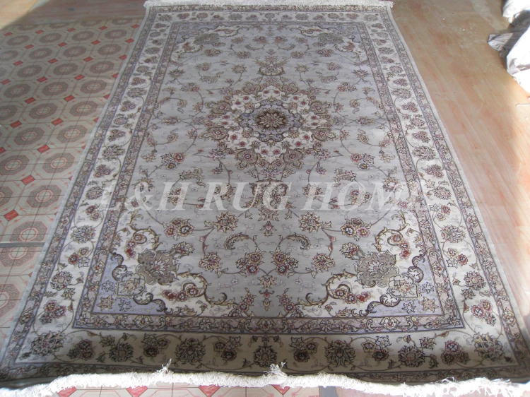 

Free shipping 6'X9' 160 Line Hand-knotted Wool and silk Oriental Persian carpet handmade carpet