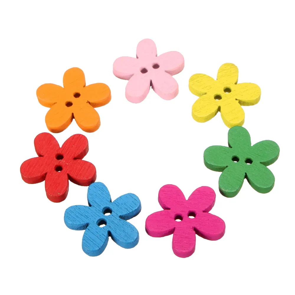 

100pcs Five Plum Color Wooden Creative Personality Button for Clothing Accessories