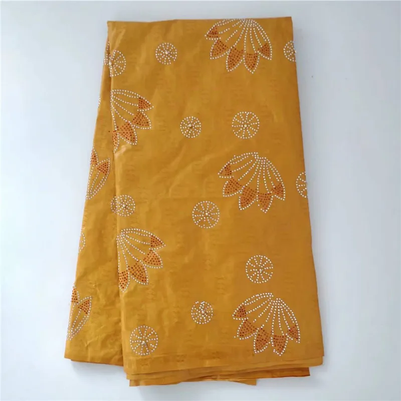 

Yellow Golden Brocade Fabric Beads African Bazin Brocade High Quality Brocade Lace Fabric With Beads For Lady Dress 30