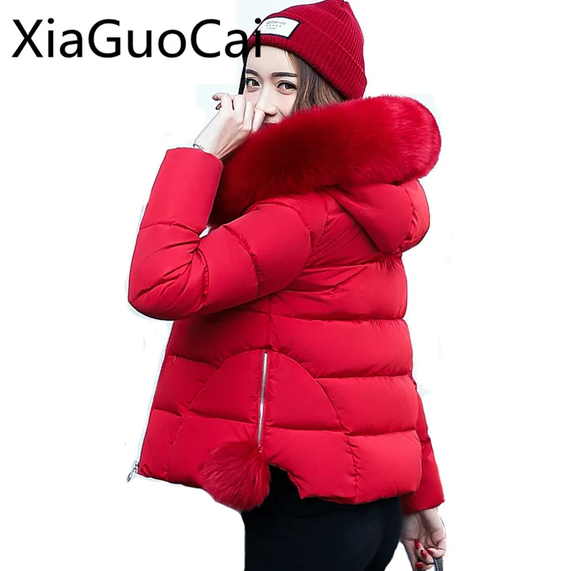 Brand Name Fur Women Coats Red Warm Waterproof Female Jackets Slim