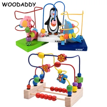 

WOODADDY Flowers And Birds Around Pearls Animal Circles The Bead Maze Wooden Toys For Kids Baby Blocks Educational Learning Gift