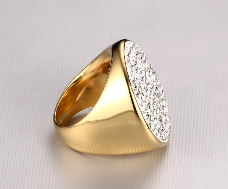 Meaeguet золотого цвета роскошное проложенное обручальное кольцо с кристаллами для женщин из нержавеющей стали большое массивное кольцо ювелирные изделия Bague Femme