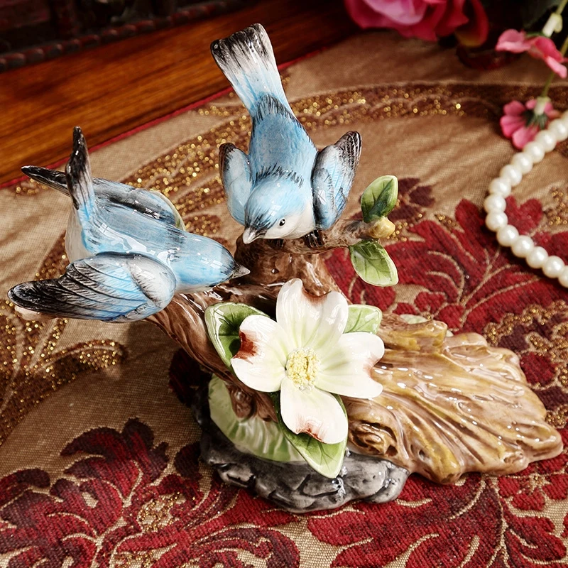 Фарфоровая миниатюрная керамическая парная фигурка птички ручной работы, Свадебный декор, подарок на день Святого Валентина, украшение