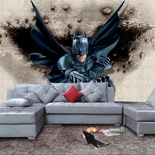 Beibehang personalizar papier peint batman 3d mural papel de parede murais de parede papel de parede quebrada fora completa imprimir decalques home decor papel de parede