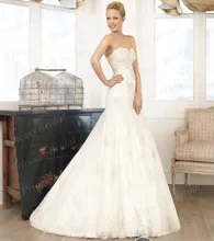 Free Shipping Fantastic Suzhou Manufacturer Made Trumpet Sweetheart Sweep Train New Model Bride Dress With Appliques MF608