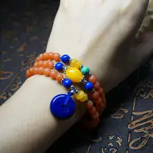 Yunnan Baoshan persimmon красный натуральный Южно-красный агат Будда ожерелье и браслет из бусин двойной с 108 звездами