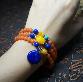

Yunnan Baoshan persimmon red natural south red agate Buddha beads bracelet necklace dual with 108 stars