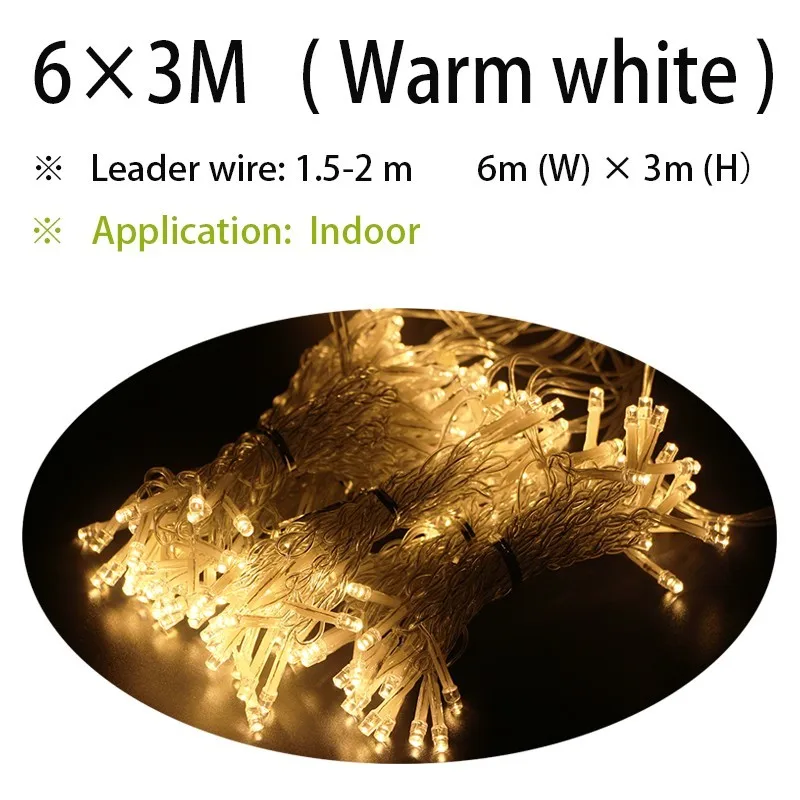 2x2/3x3/6x3 м светодиодные гирлянды сосульки светодиодные рождественские фонари для дома на открытом воздухе для свадьбы/вечерние/занавески/садовый декор - Испускаемый цвет: Warm white