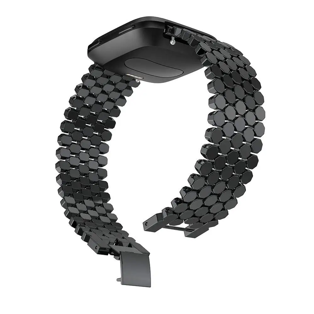 KINGBEIKE Stainless Steel Watch Band for Fitbit Versa Watchband Replacement Wristwatch Metal Links Bracelet Strap