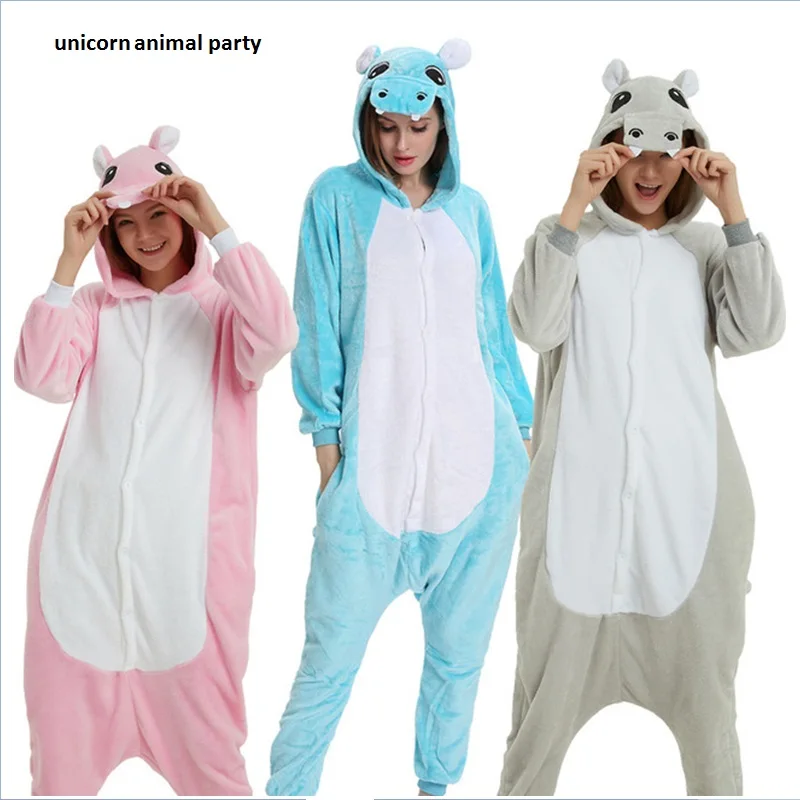 Kigurumi Halloween Hippo Onesie Pajamas Jumpsuits Rompers Adult Animal ...