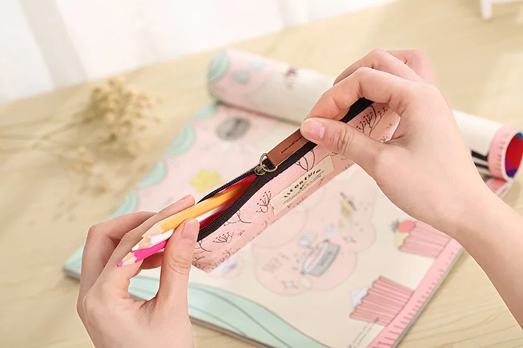 20 шт. ёмкость кавайный чехол для карандаша милый цветок Хлопок Пенал школьный кошелек для студентов ручка сумка корейский Стационарный