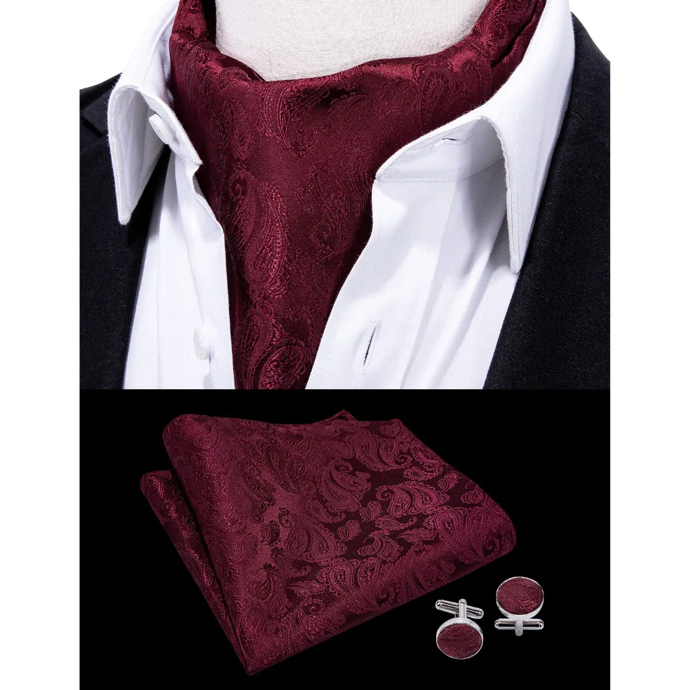 

Fashion Brand Men Paisley Pattern Handkerchief Cravat Ascot Set Silk Barry.Wang Men Ties For Wedding Party Bowtie Tuxedo LF-0001