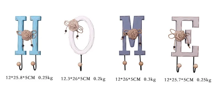 4 шт./компл. Американский Стиль ретро деревянные буквы Декор настенные крючки дома Настенная подвесная вешалка творческий сельских набор крючков для настенная вешалка для одежды