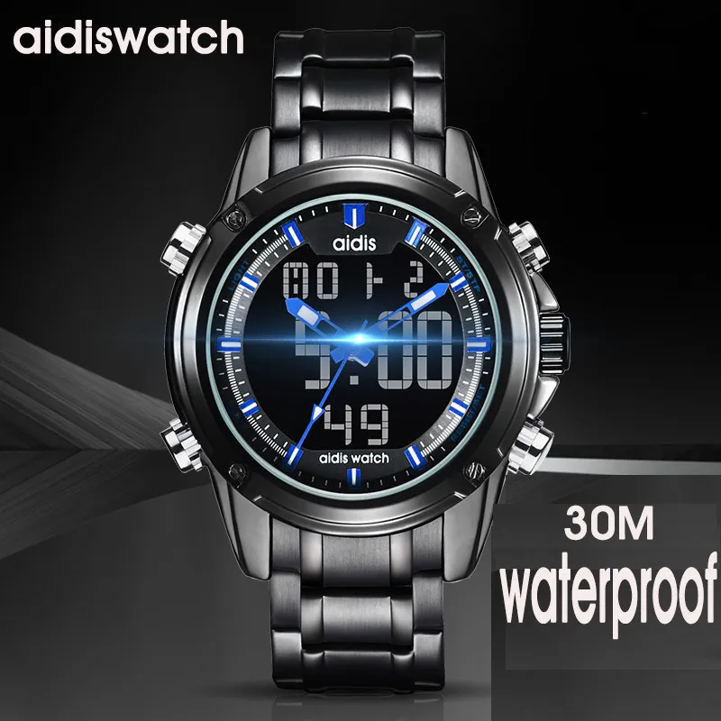 

2017 New Aidis Sport Digital Watch Men Waterproof Led Electronic Wristwatch Steel Quartz Relogio Masculino Hodinky Relojes Duale