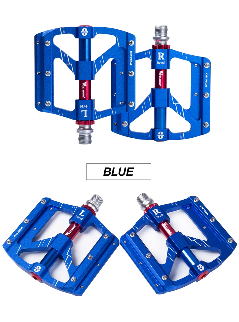 WEST BIKING педали для велосипеда MTB дорожный велосипед педали Фиолетовый Алюминиевый сплав платформа 3 герметичный подшипник сверхлегкие велосипедные педали