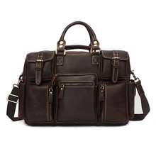 Винтажная Ретро сумка из натуральной кожи Crazy Horse Мужская большая Вместительная дорожная сумка повседневная сумка портфель